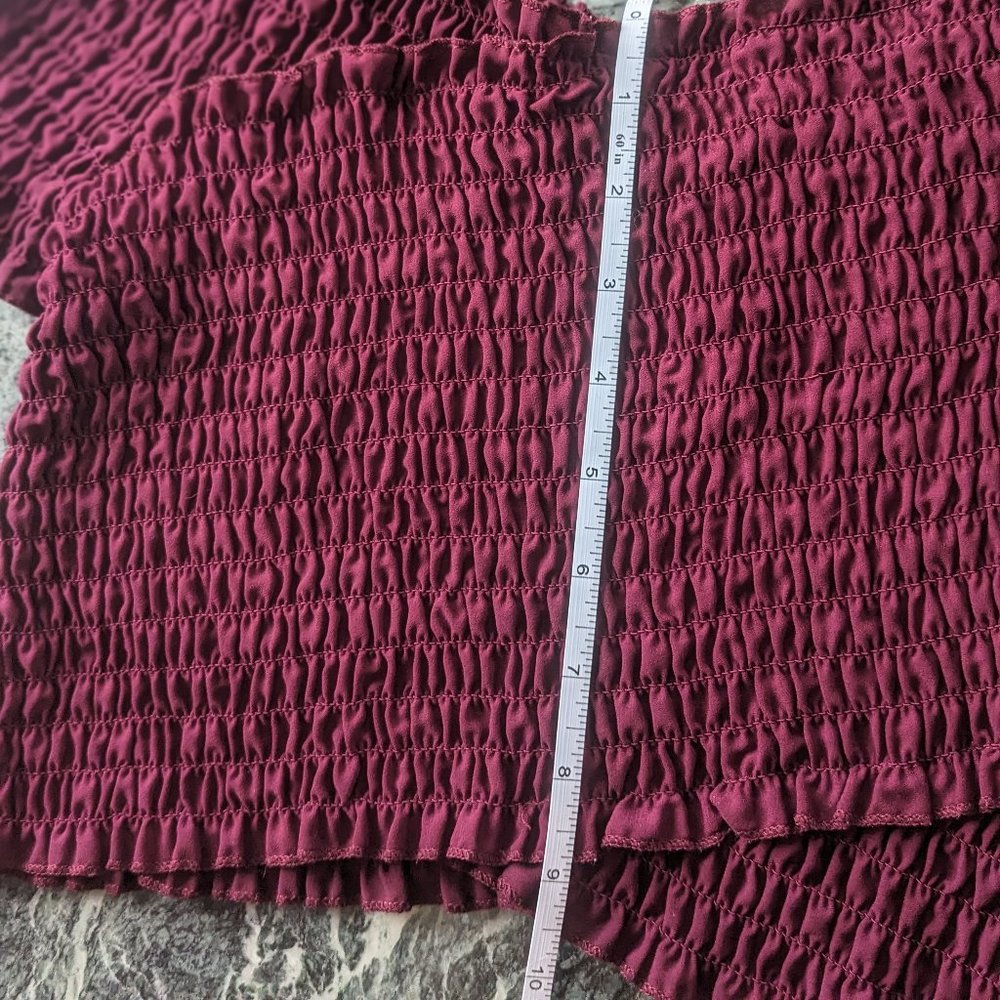 Ambiance Size L Burgundy Crop Off-the-Shoulder Top - Picture 8 of 12
